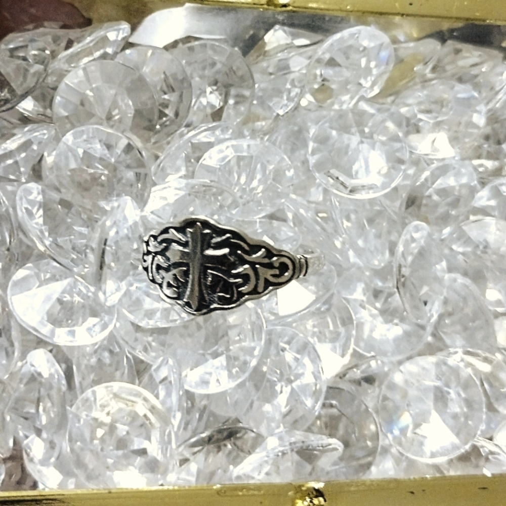 925 Sterling Silver Goth Cross Ring